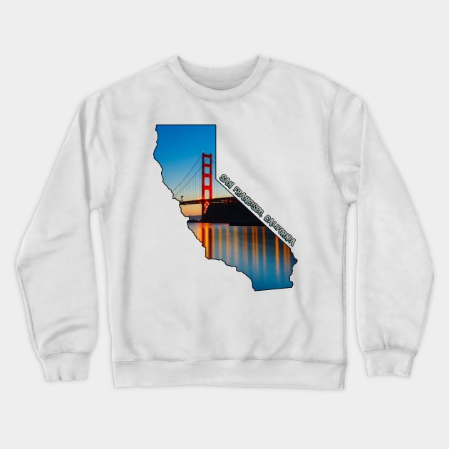 California (Golden Gate Bridge at Sunset) Crewneck Sweatshirt by gorff